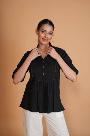 Black Flex A-Line Top