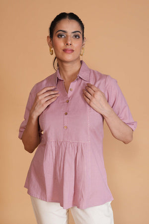 Lavender Flex Cotton A-Line Top
