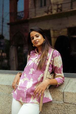 Lavender Floral Printed Shirt