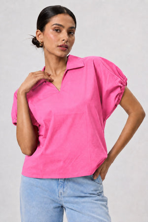 Pink Poplin Collared Shirt