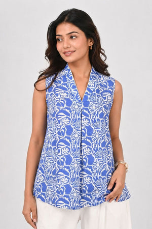 Azure Blue Sleeveless Top