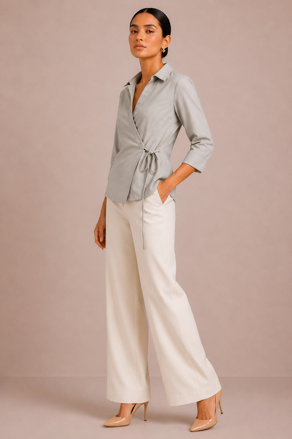 Beige Wrap Shirt