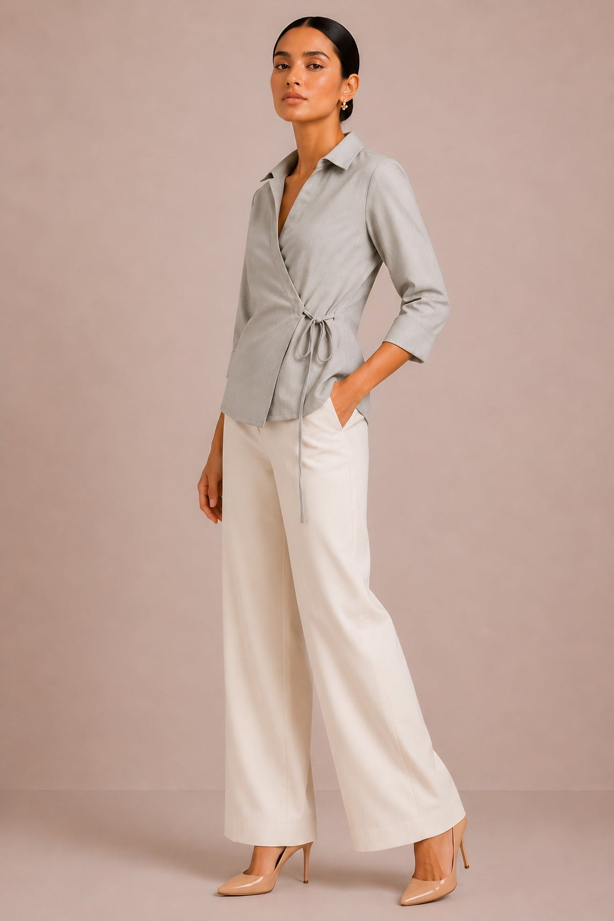 Beige Wrap Shirt