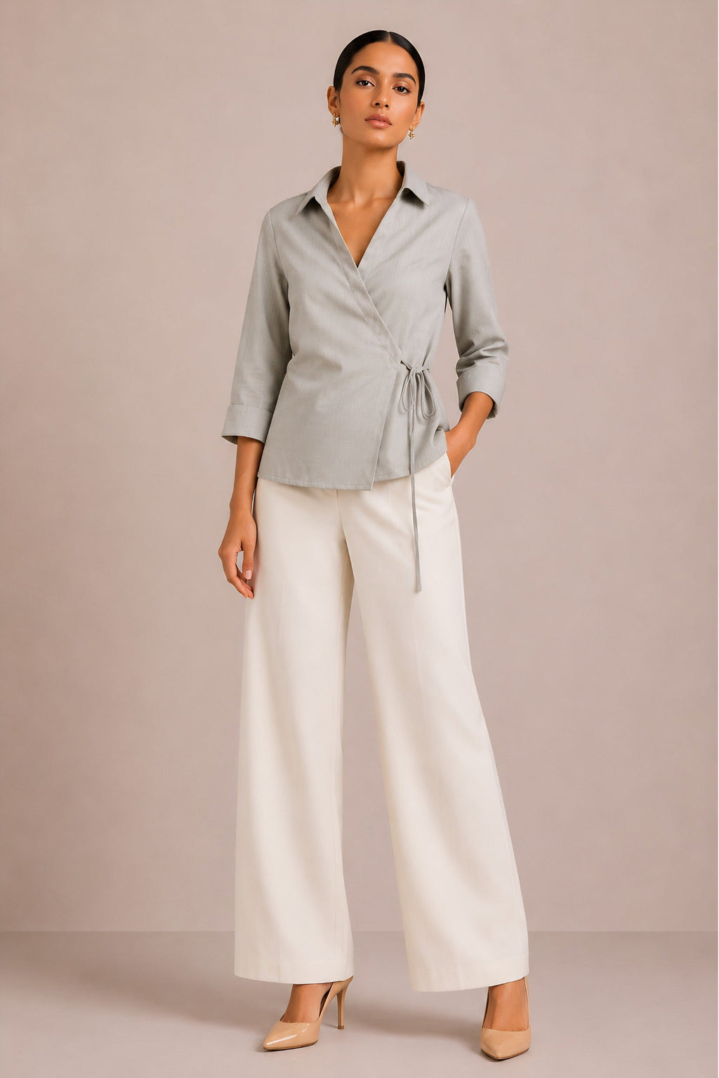 Beige Wrap Shirt