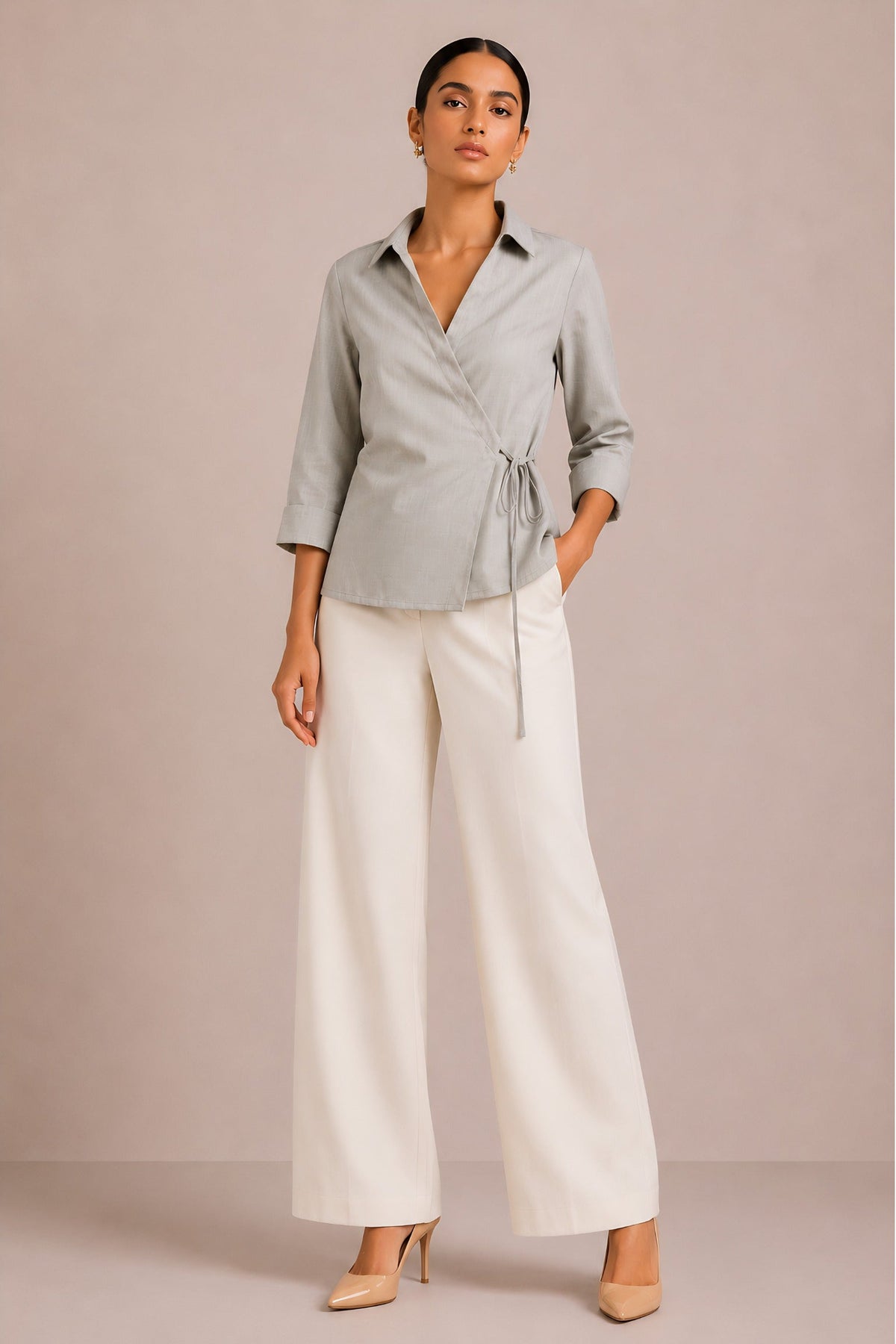 Beige Wrap Shirt