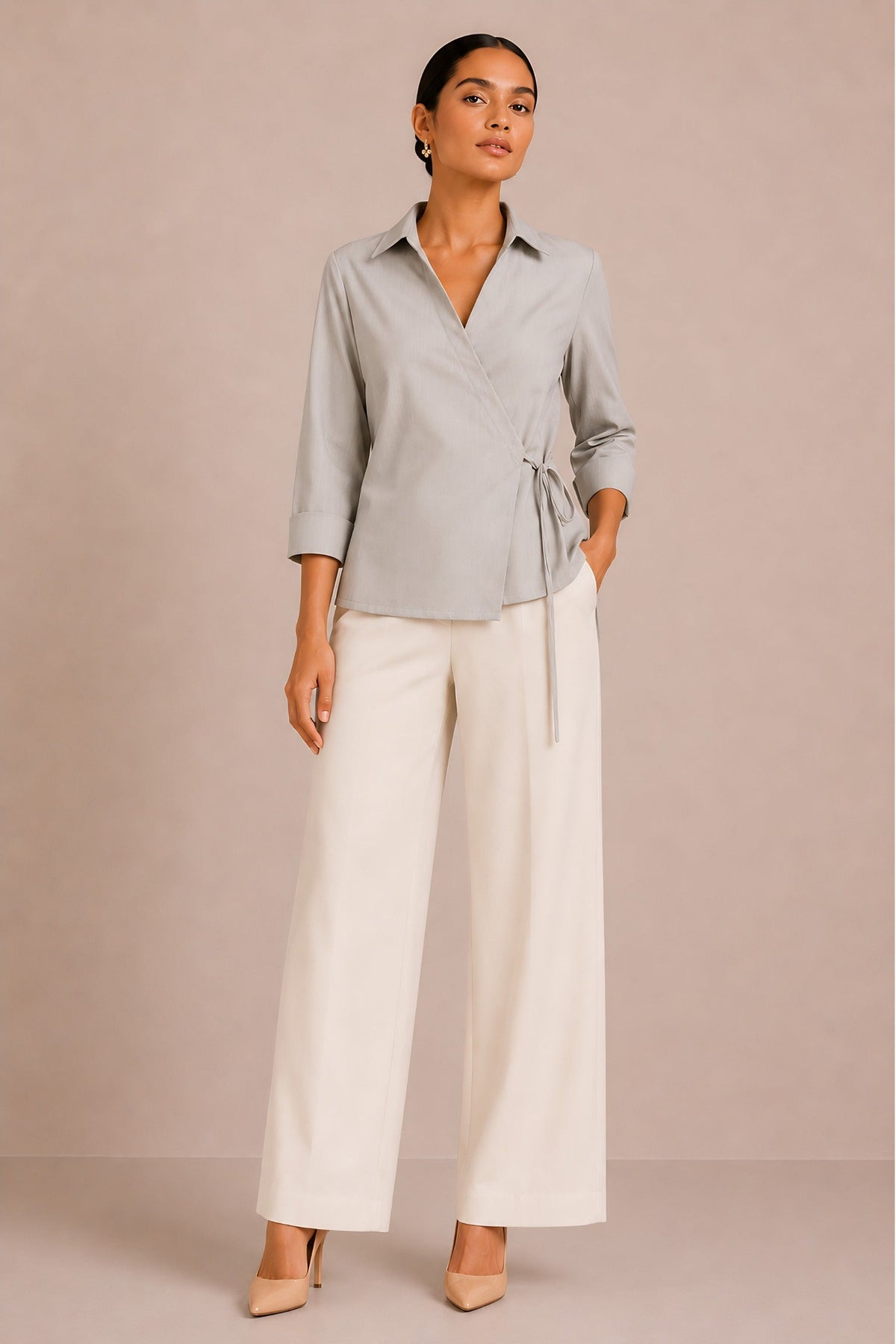 Beige Wrap Shirt