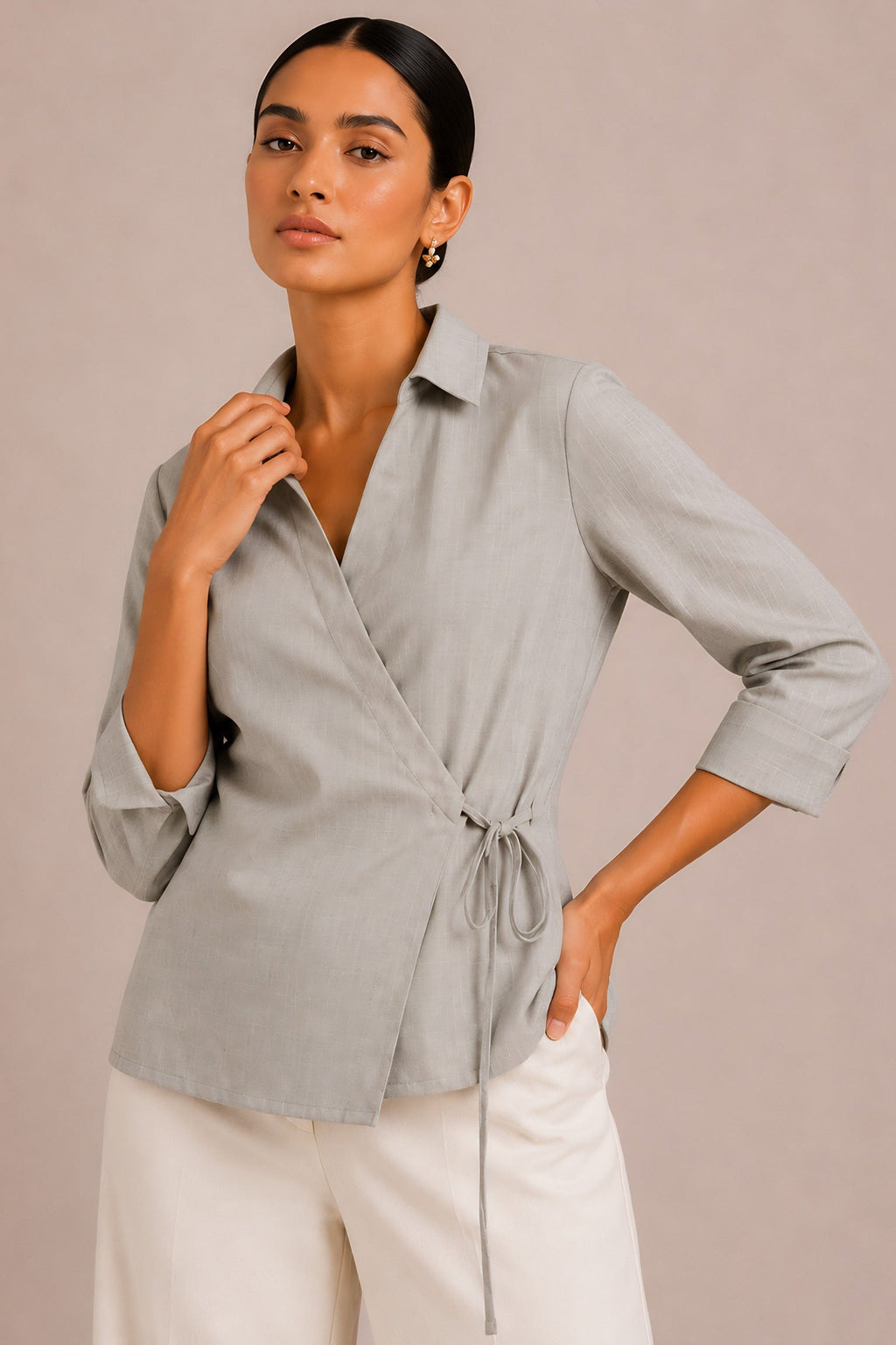Beige Wrap Shirt