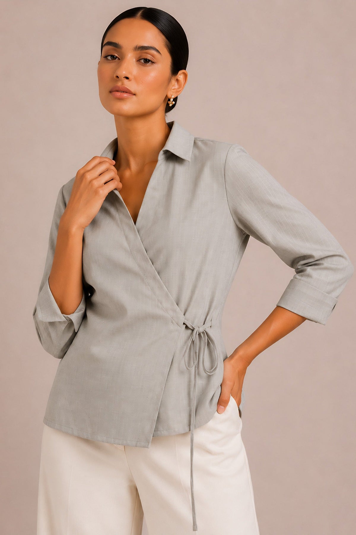 Beige Wrap Shirt