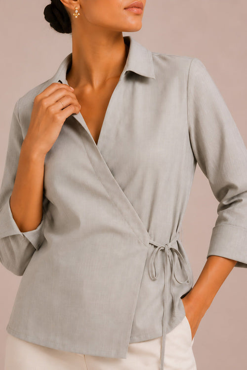 Beige Wrap Shirt