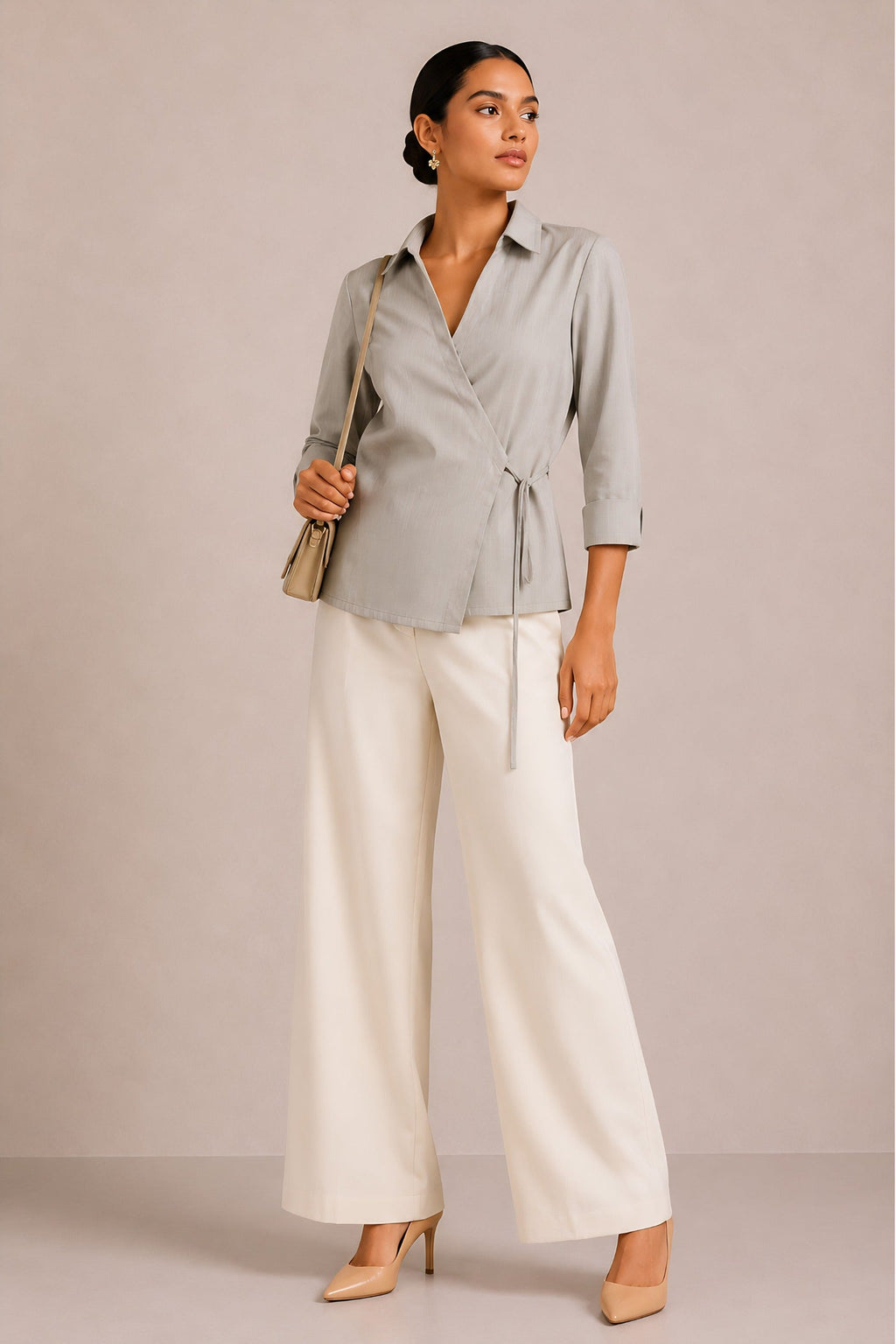 Beige Wrap Shirt