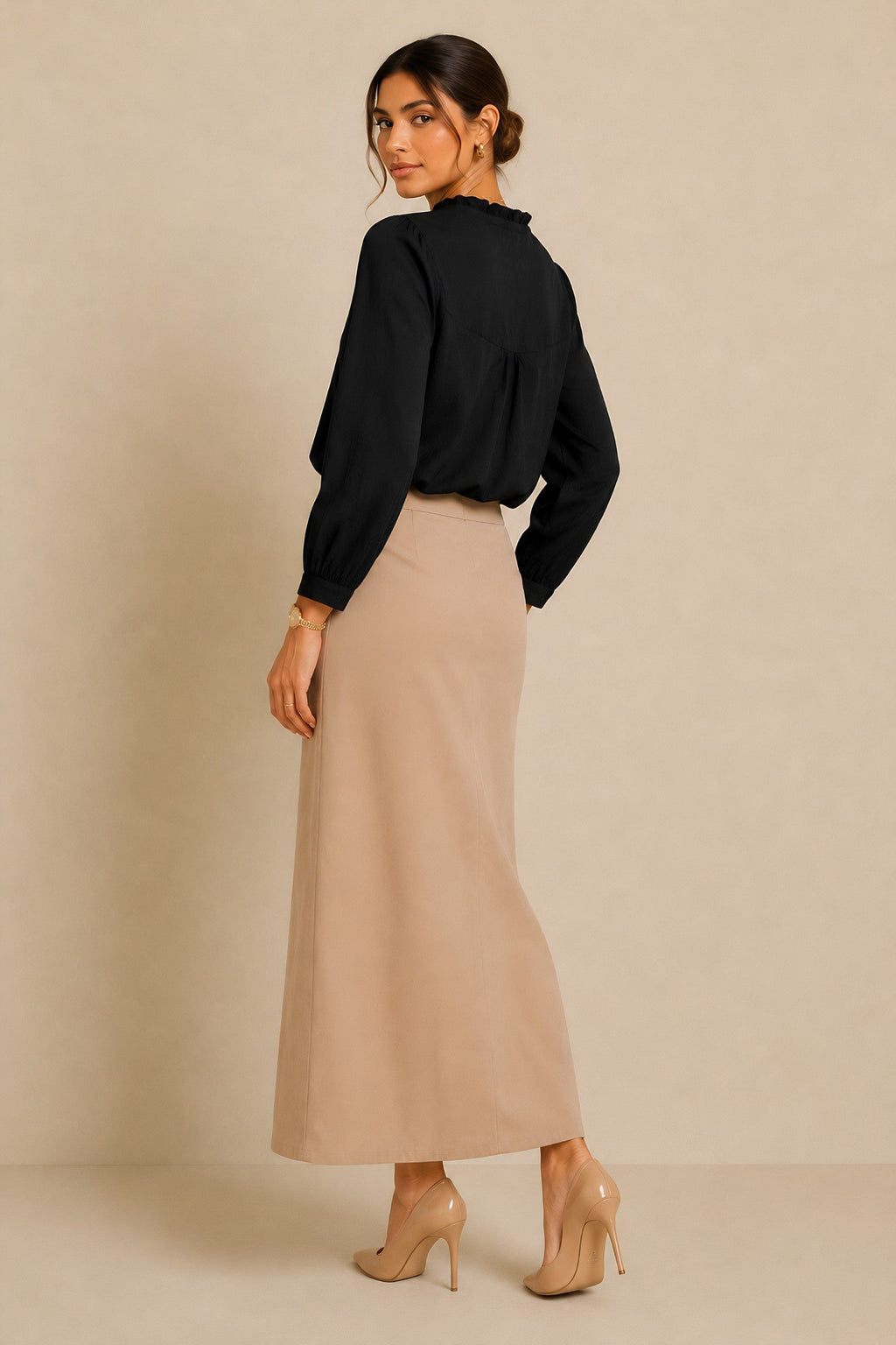 Black Frill Trimmed Shirt