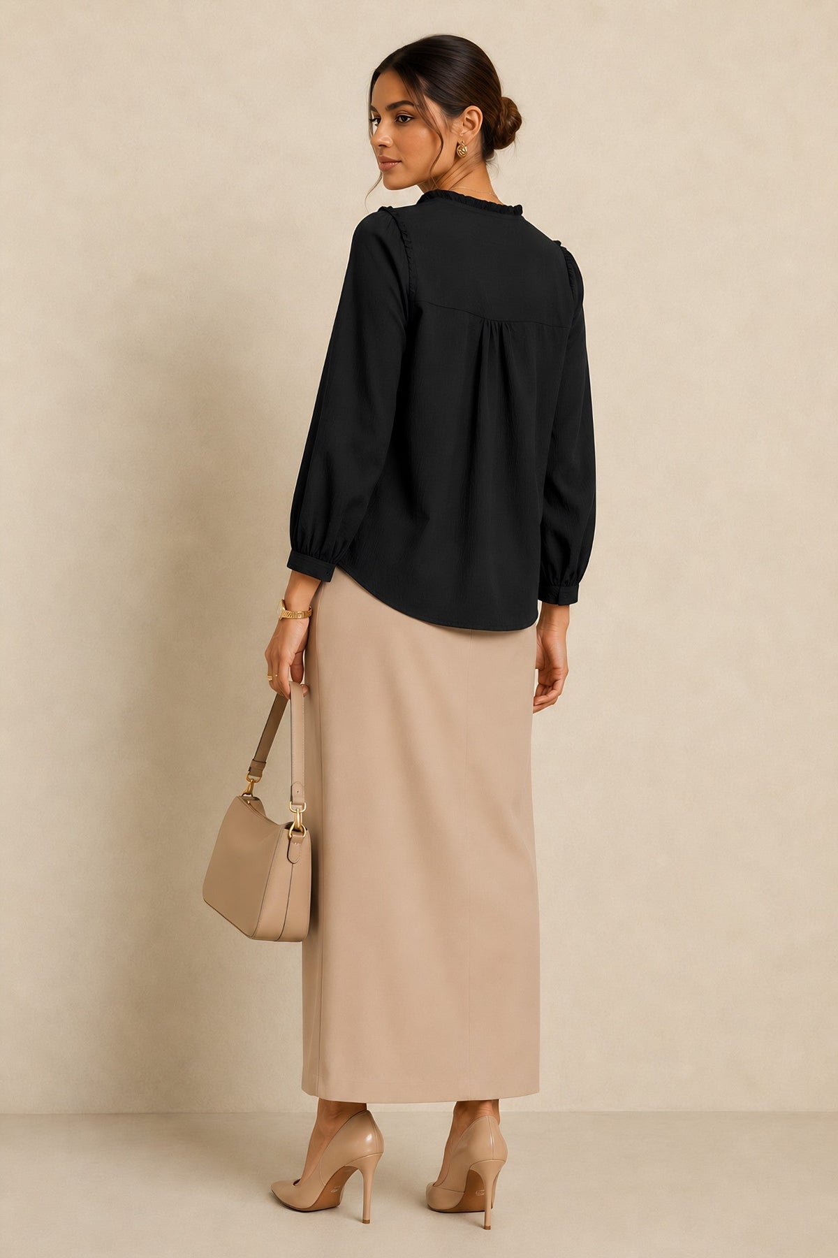 Black Frill Trimmed Shirt