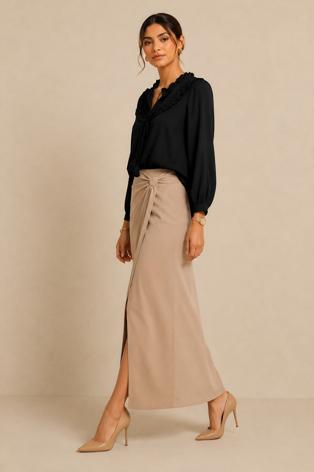 Black Frill Trimmed Shirt