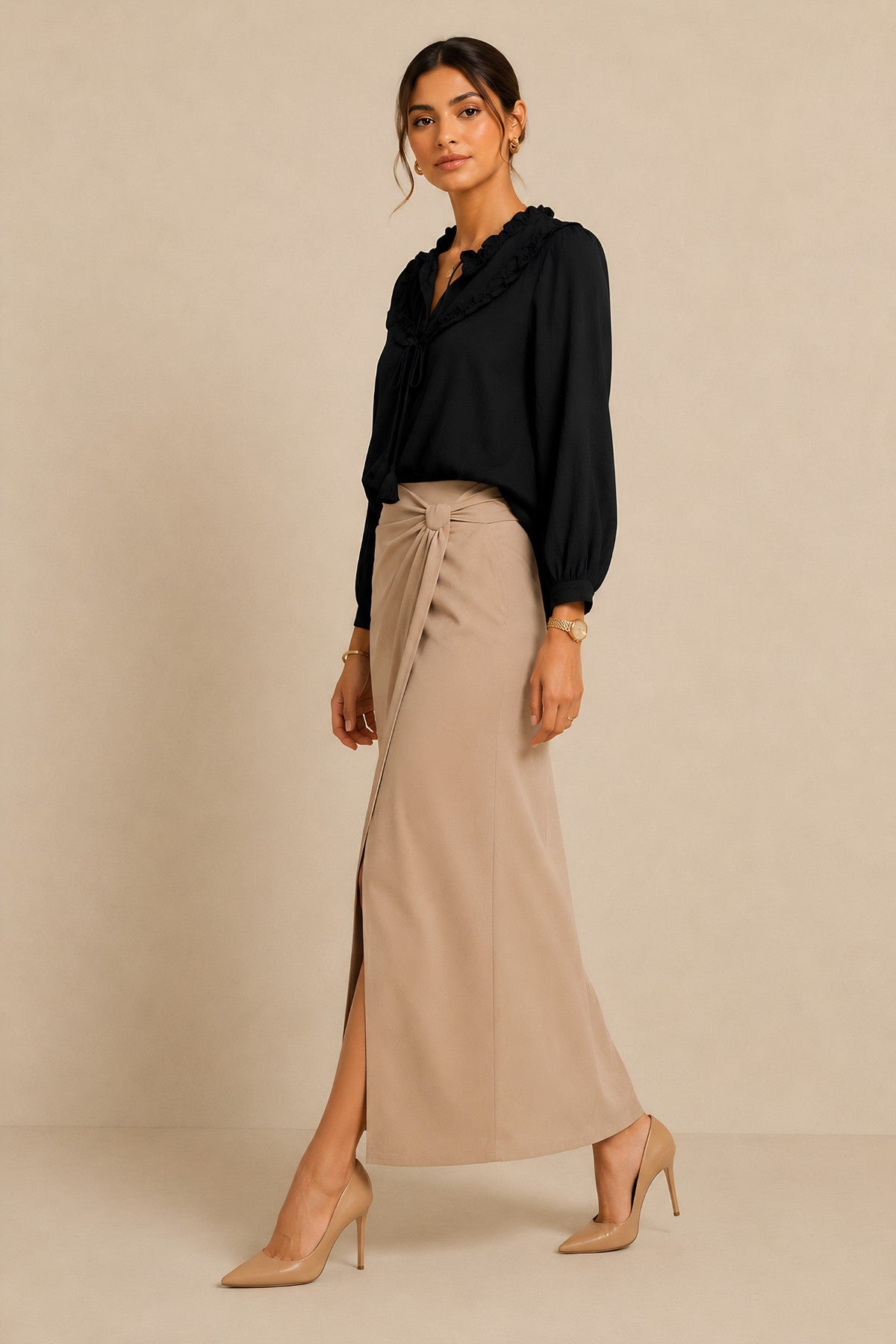 Black Frill Trimmed Shirt