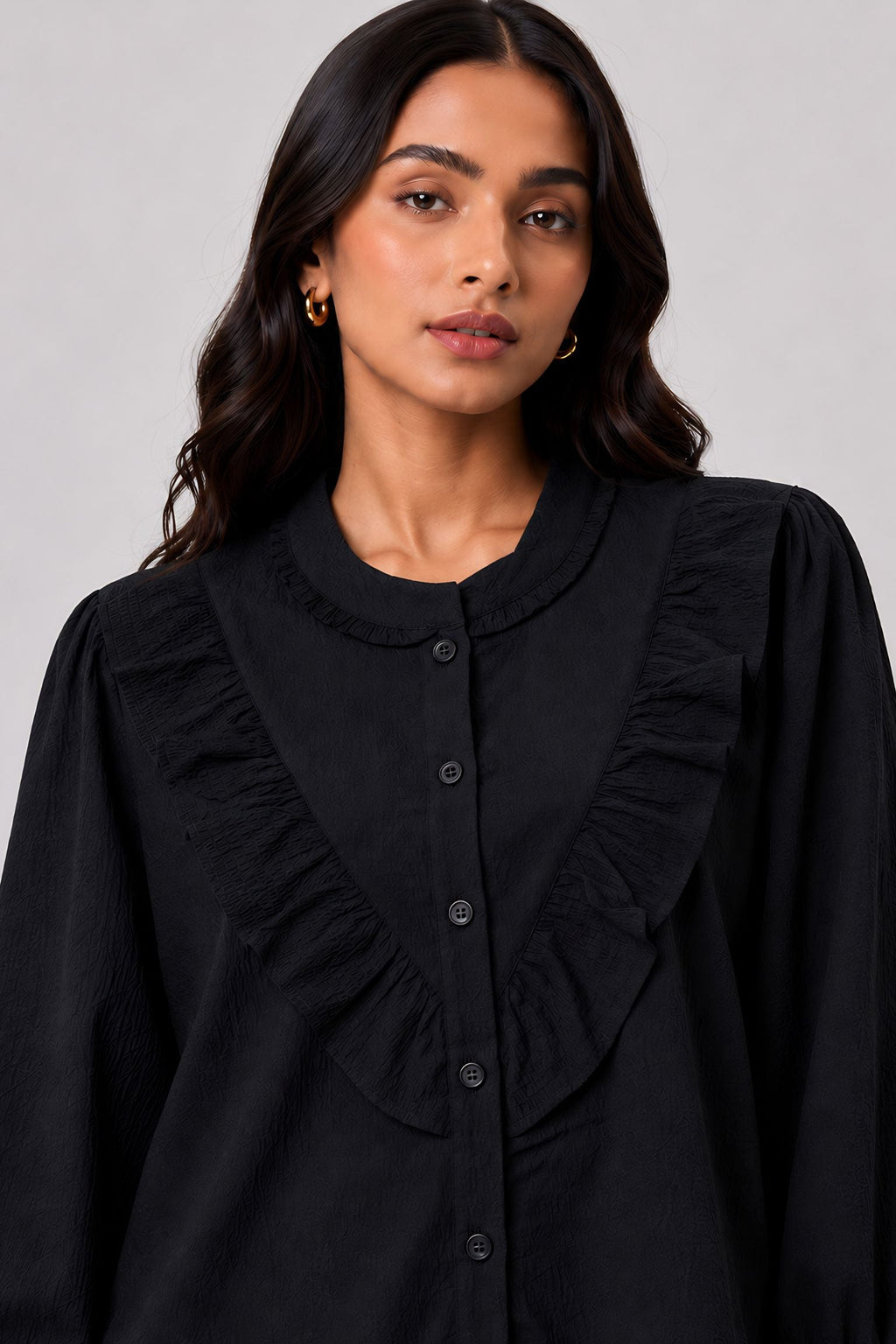 Black Ruffle Shirt
