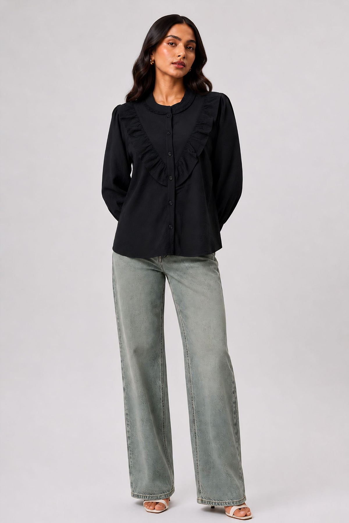 Black Ruffle Shirt