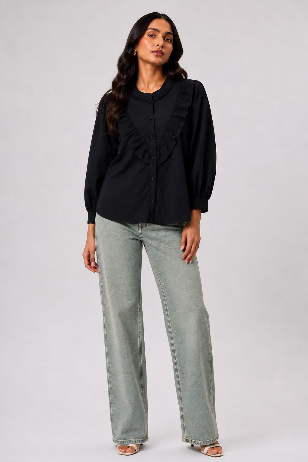 Black Ruffle Shirt