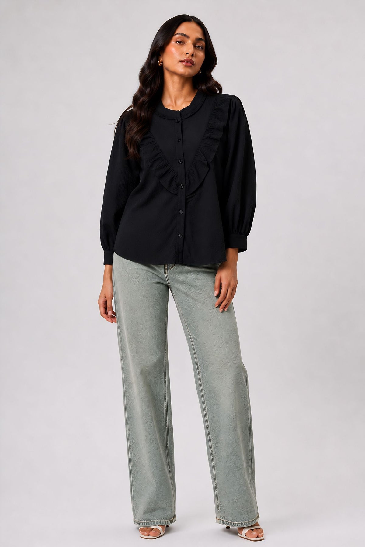 Black Ruffle Shirt
