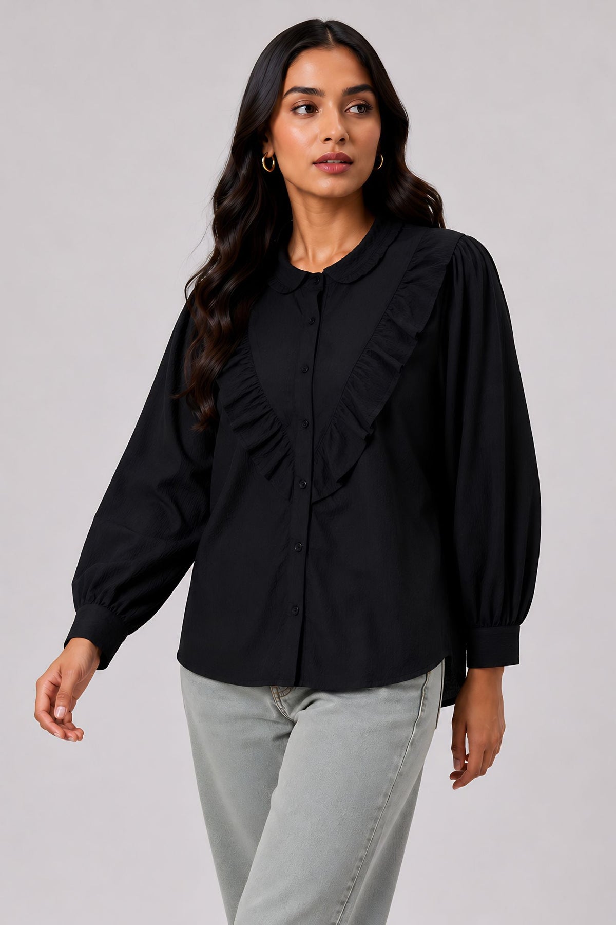Black Ruffle Shirt