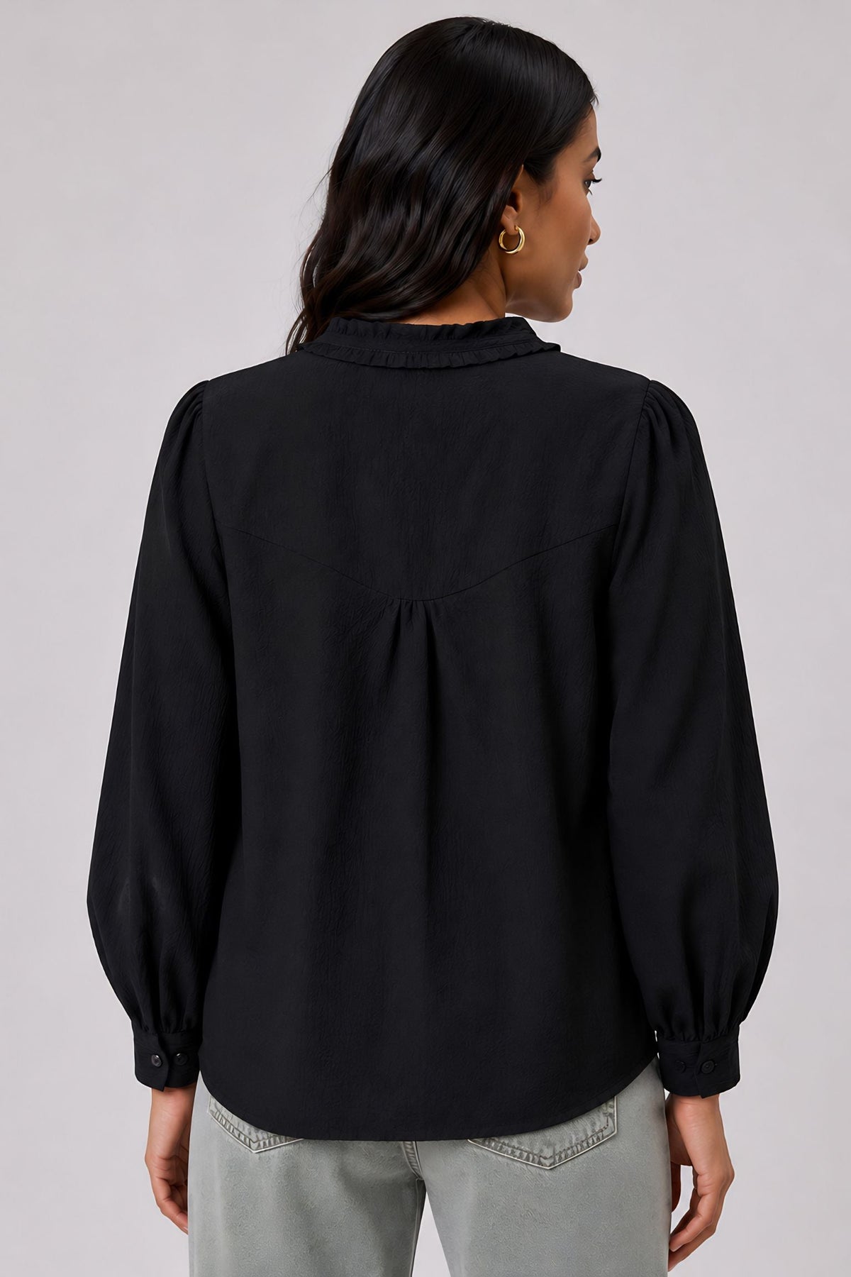 Black Ruffle Shirt