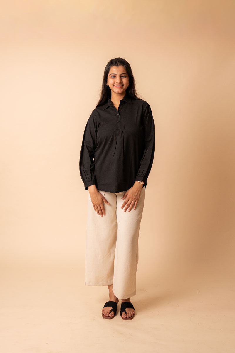 Black Solid Flex Top