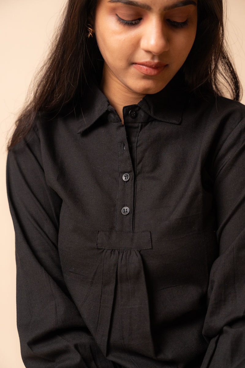 Black Solid Flex Top
