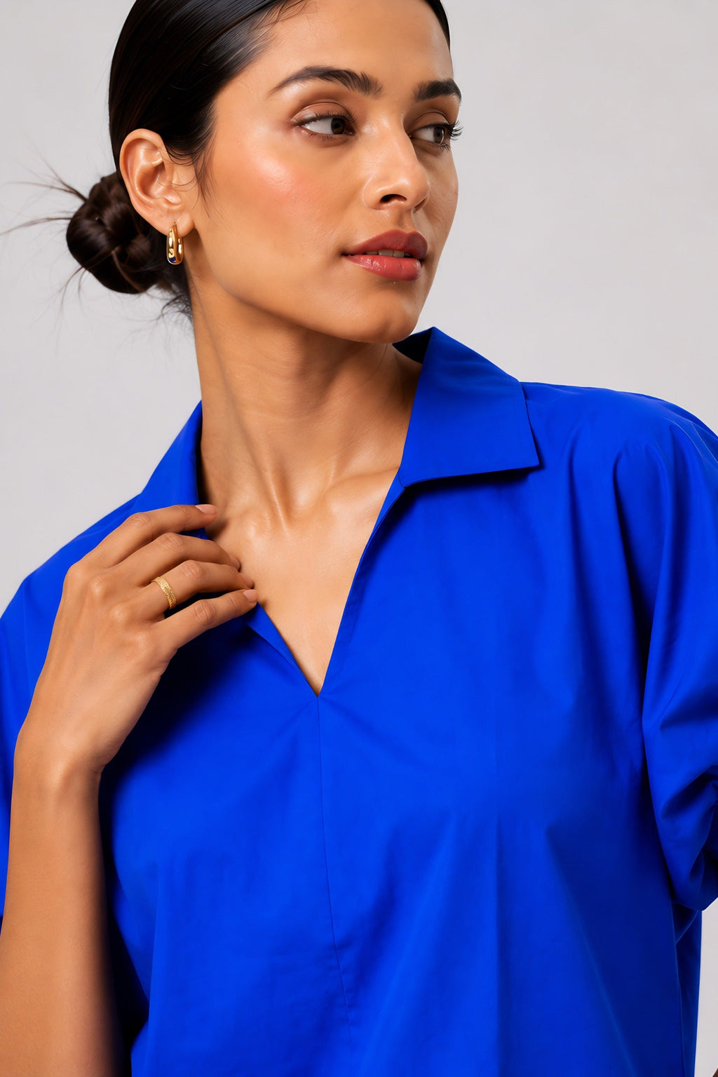 Blue Poplin Collared Shirt