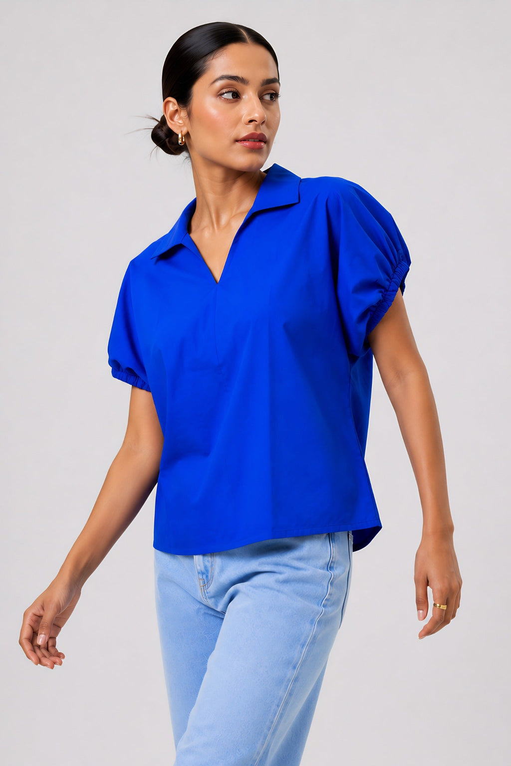 Blue Poplin Collared Shirt