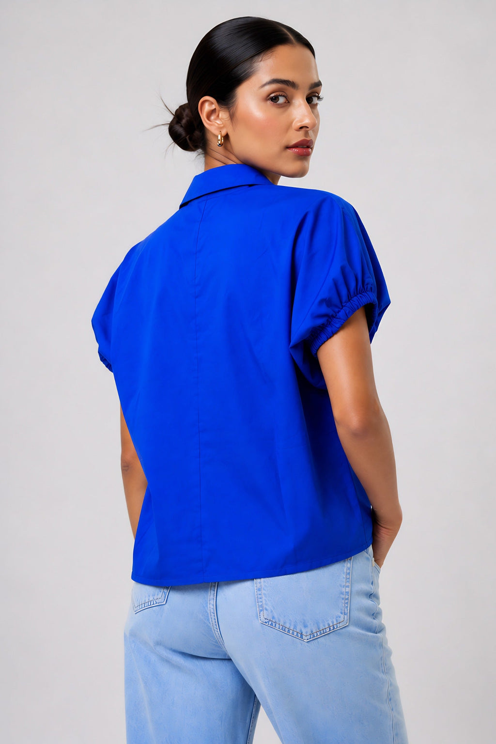 Blue Poplin Collared Shirt