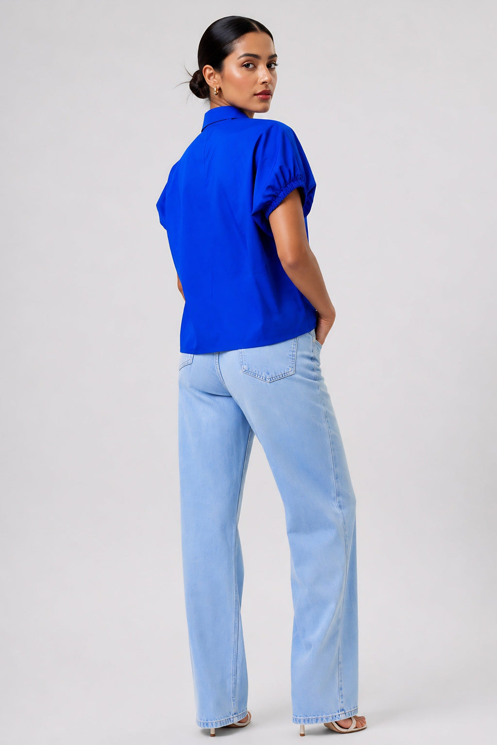 Blue Poplin Collared Shirt