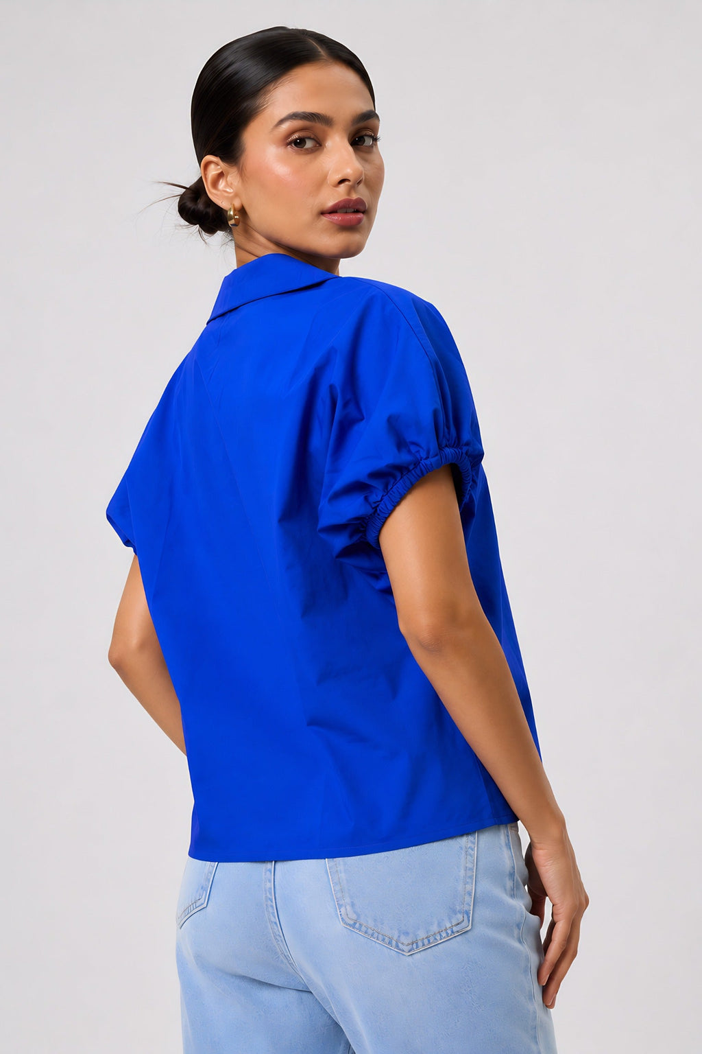 Blue Poplin Collared Shirt