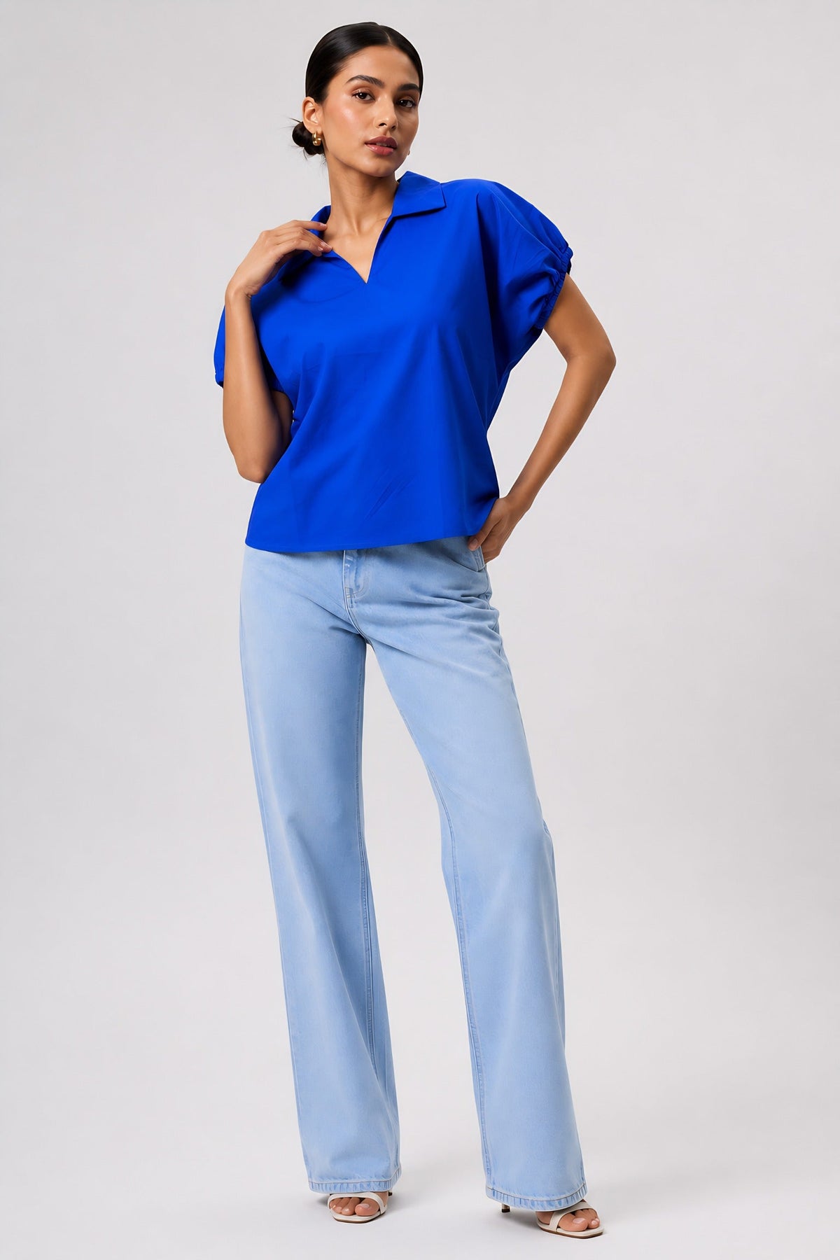 Blue Poplin Collared Shirt