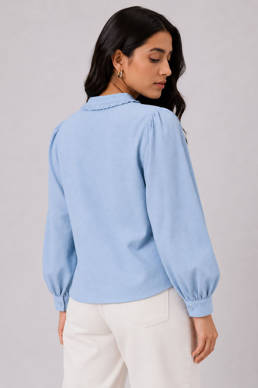 Blue Ruffle Shirt