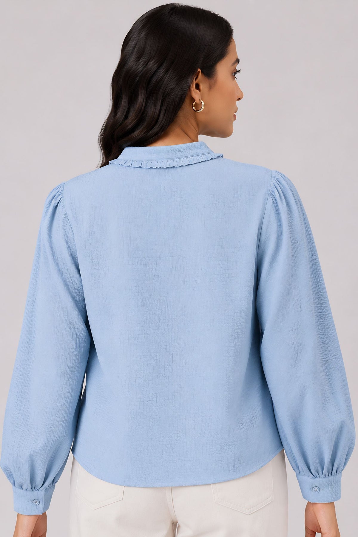 Blue Ruffle Shirt