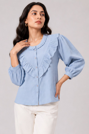 Blue Ruffle Shirt