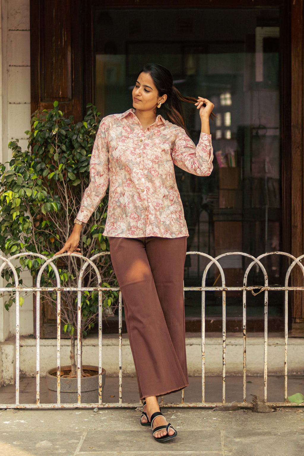Dusty Rose Printed Shirt