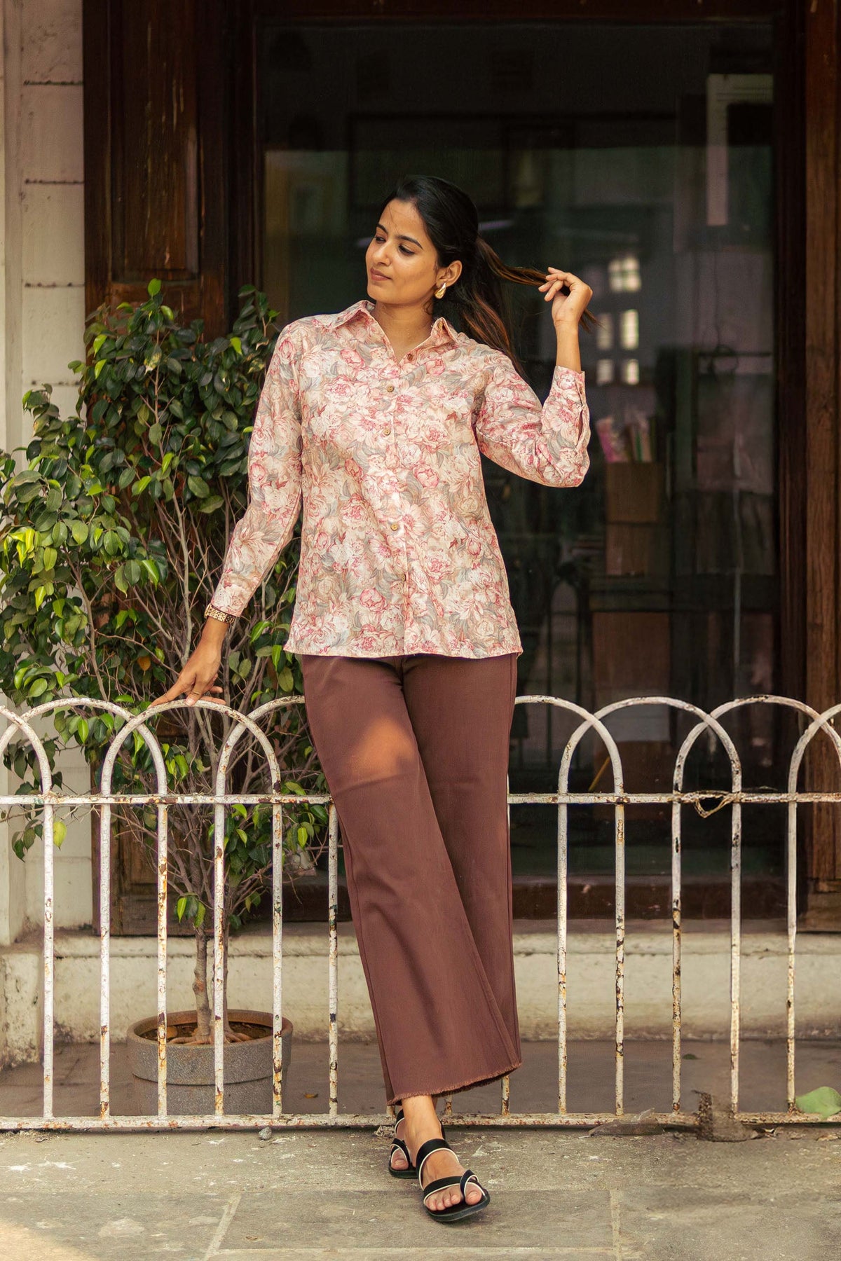 Dusty Rose Printed Shirt