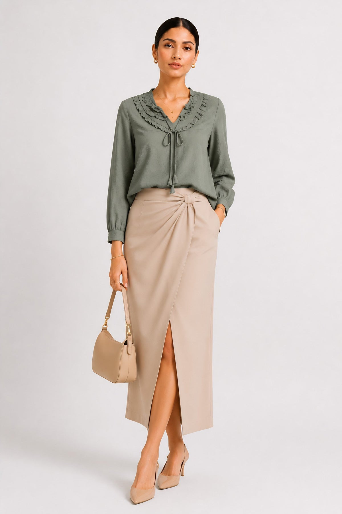 Green Frill Trimmed Shirt