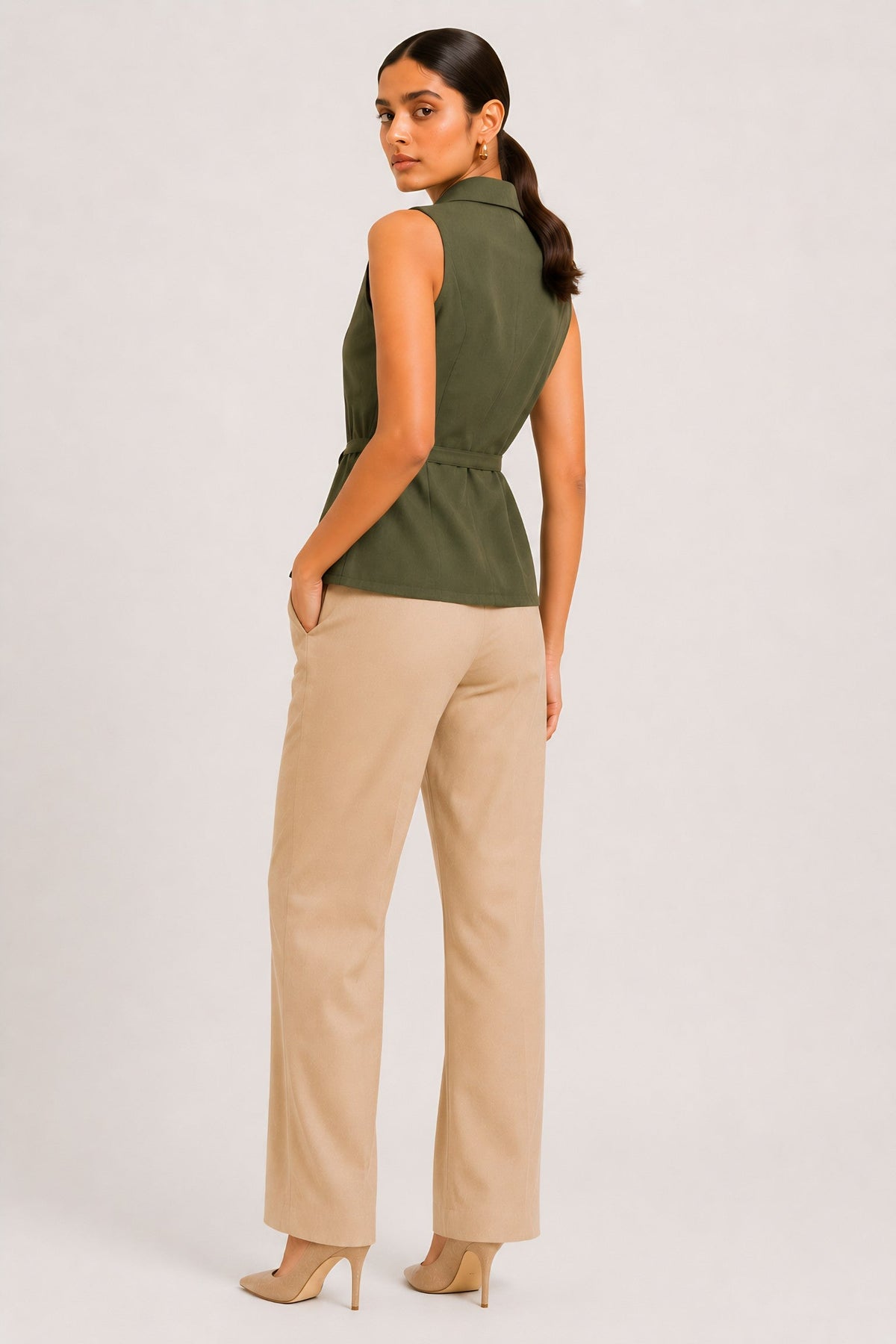Green Waist Tie Shirt