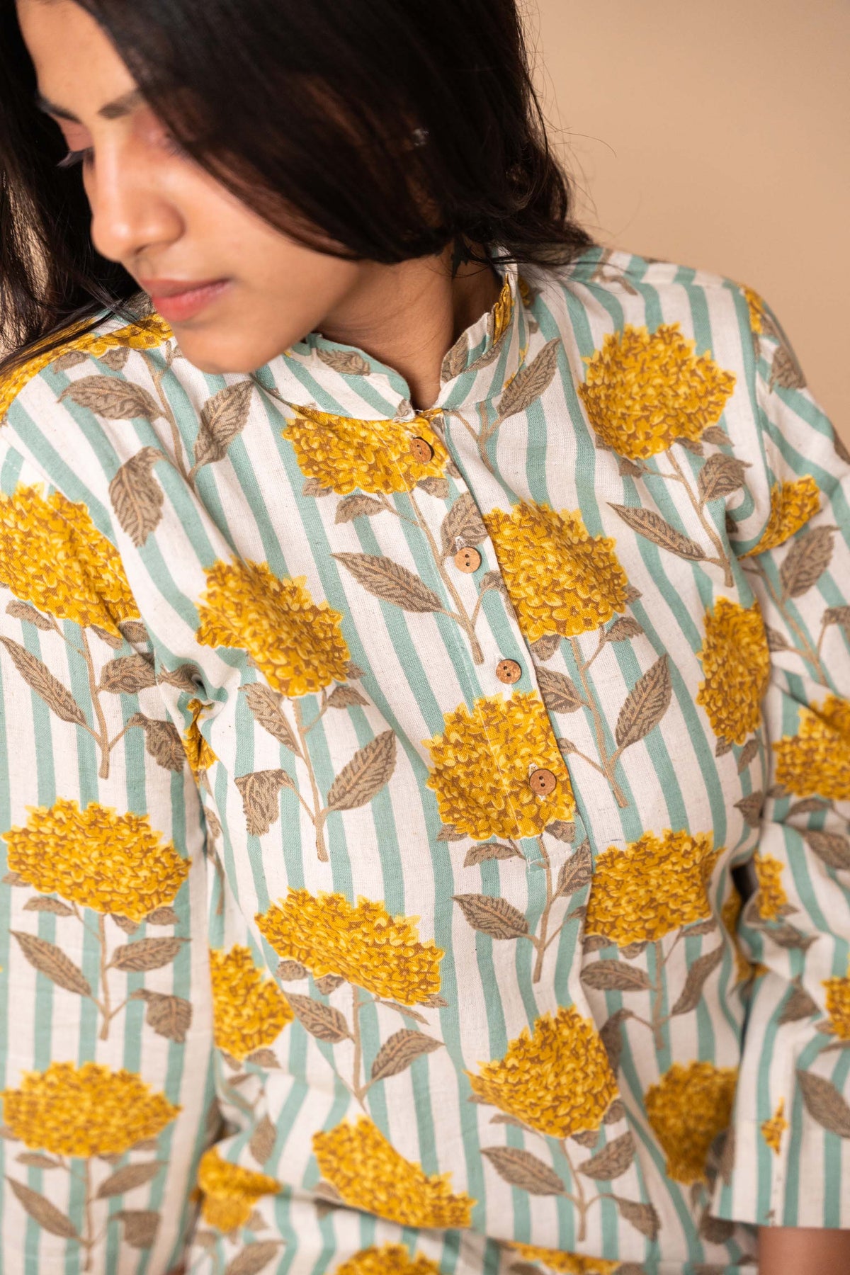 Yellow Floral Striped Top