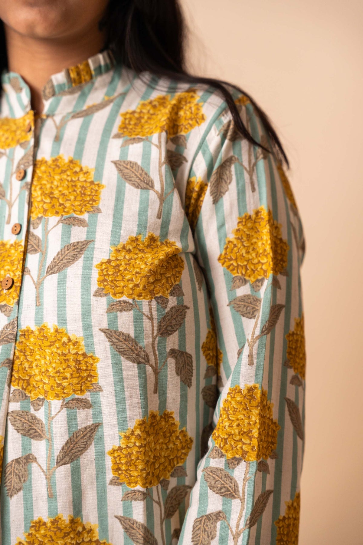 Yellow Floral Striped Top