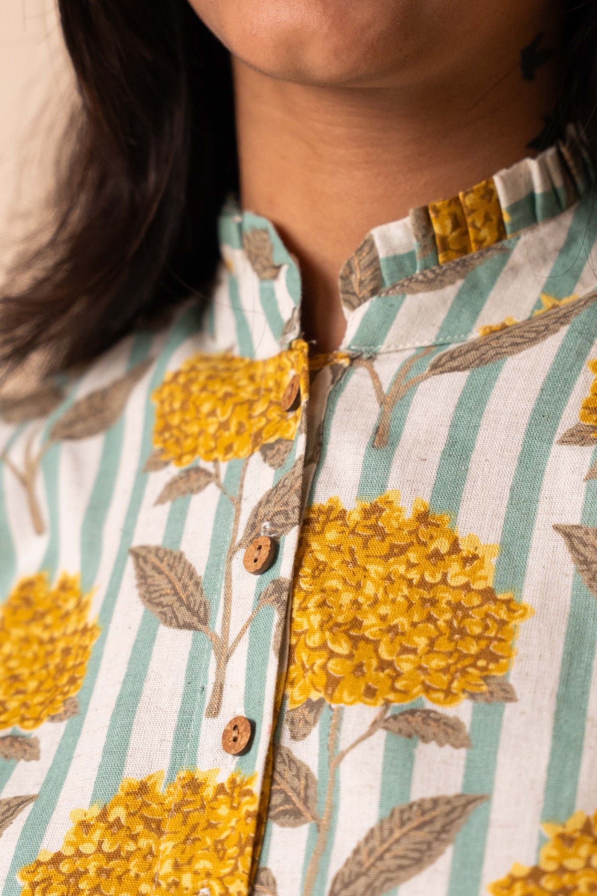 Yellow Floral Striped Top