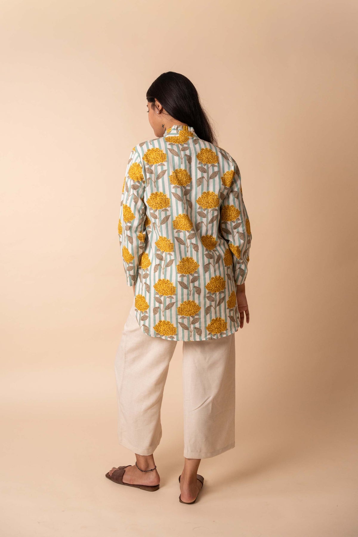 Yellow Floral Striped Top