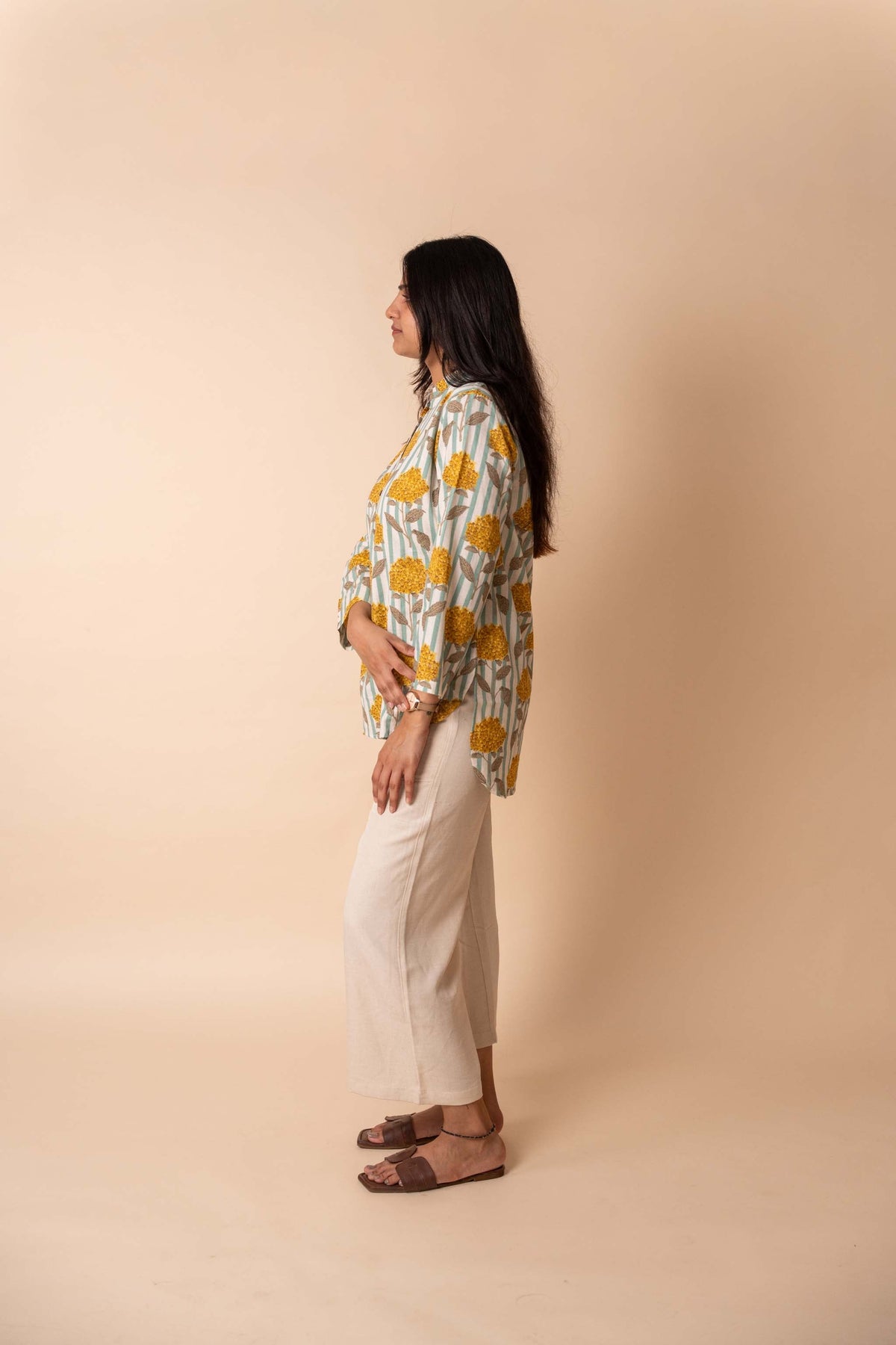 Yellow Floral Striped Top
