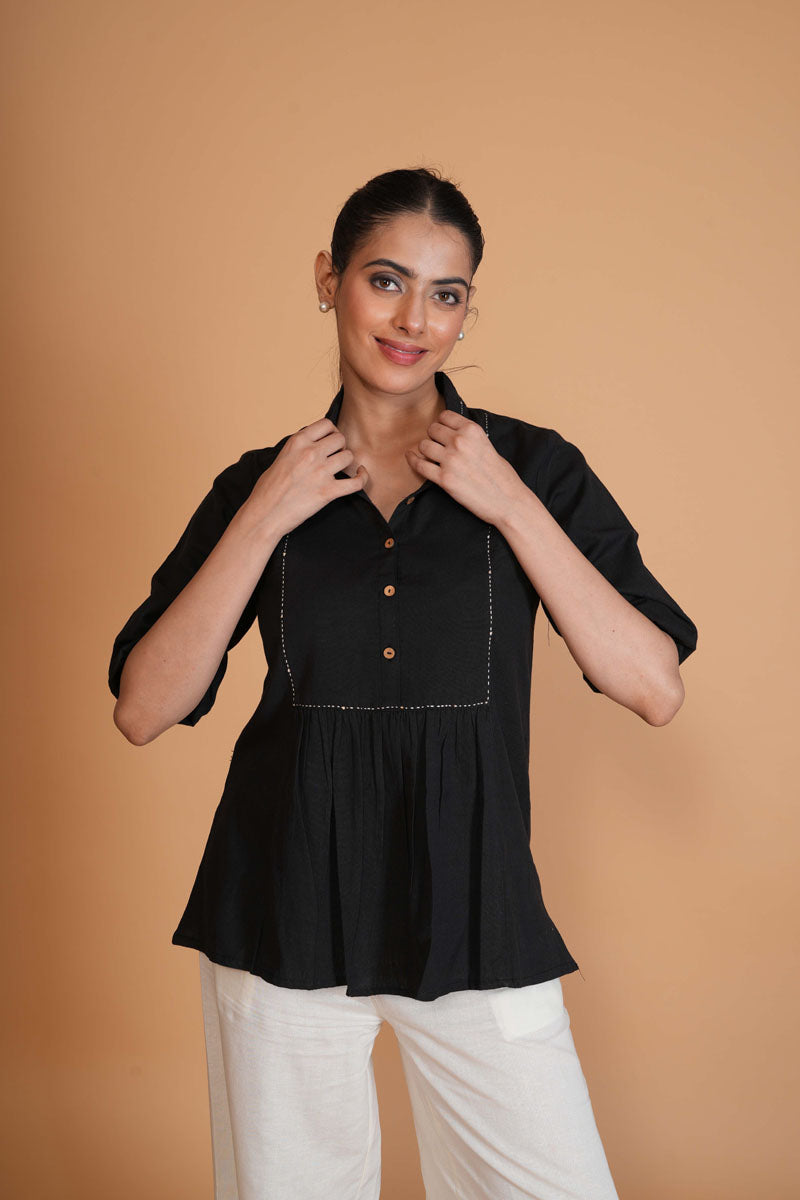 Black Flex A-Line Top