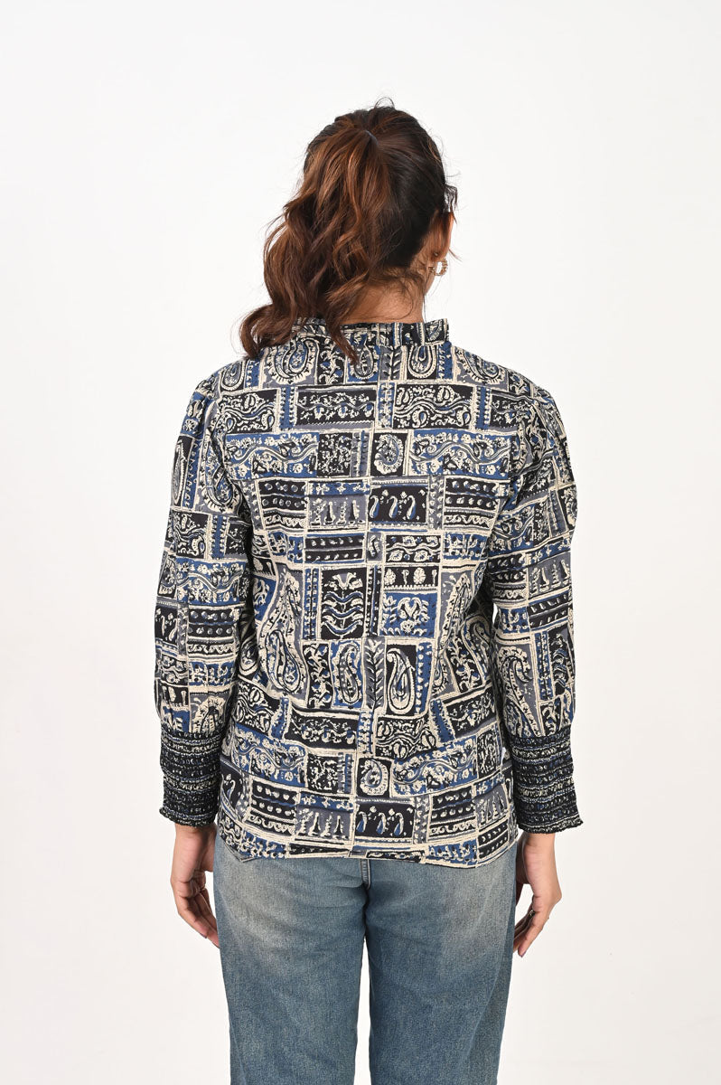 Blue Patch Printed Shirt