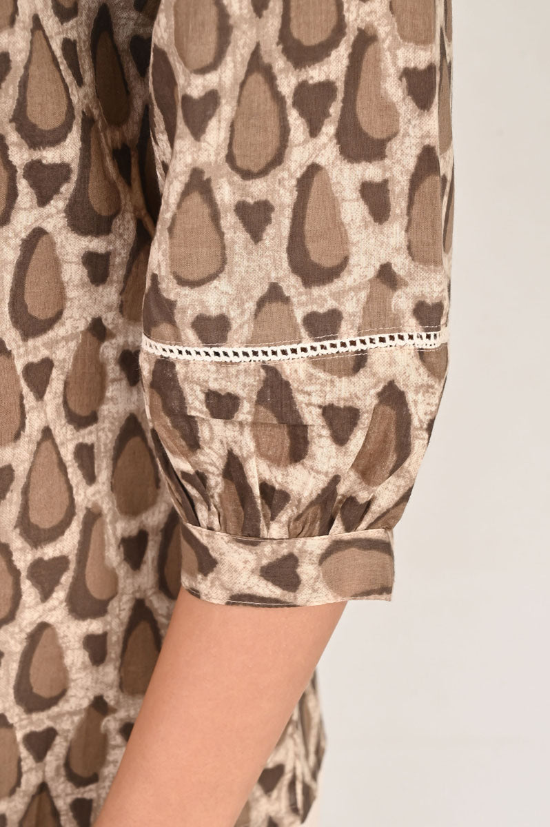 Brown Geometric Lace Shirt