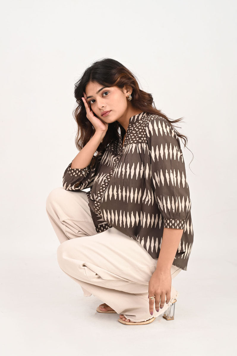 Brown Geometric Shirt