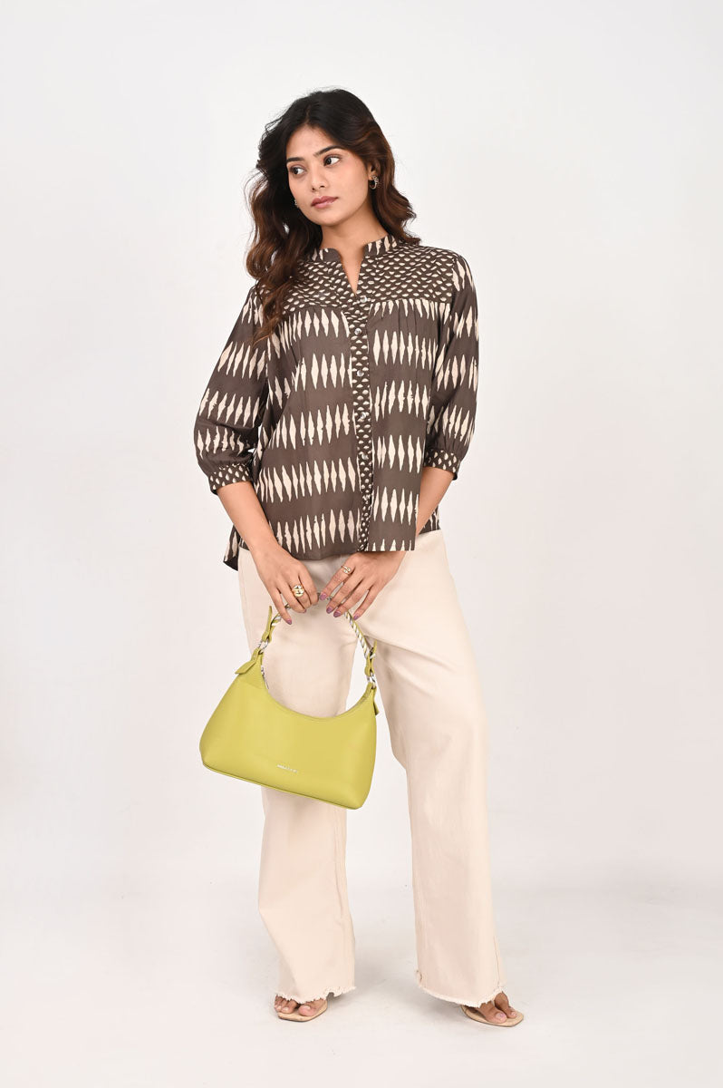 Brown Geometric Shirt