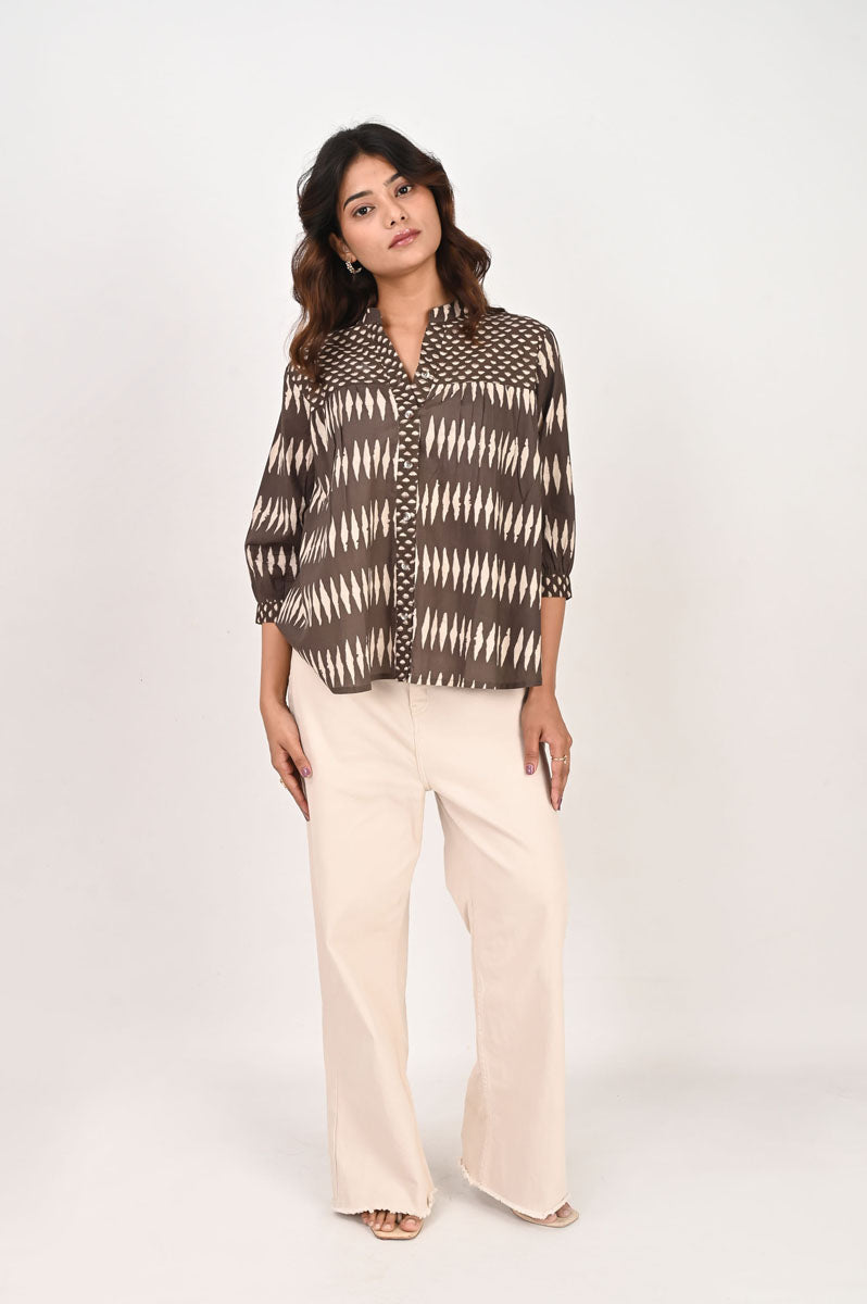 Brown Geometric Shirt